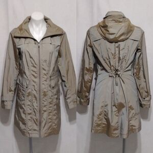 Cole Haan Women’s Signature Lightweight Rain Jacket Small Iridescent Hooded Coat